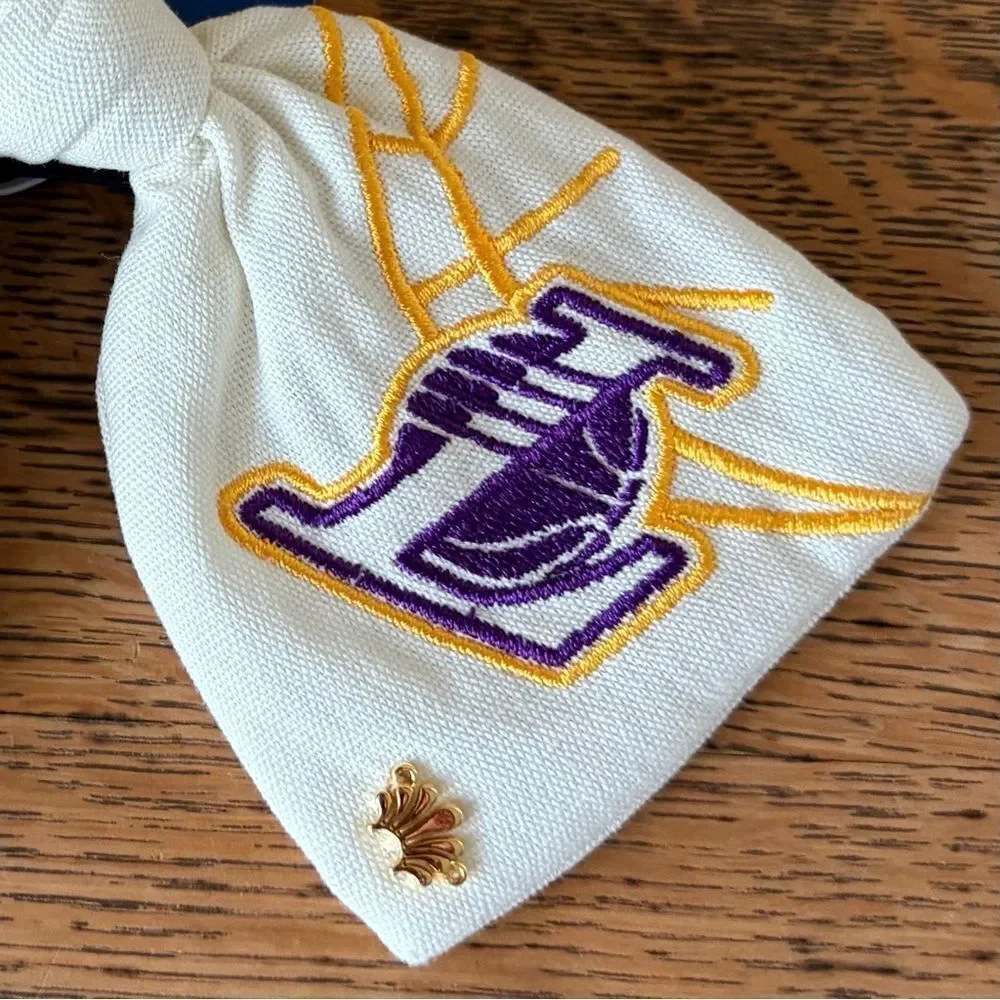 LELE SADOUGHI x LA LAKERS BASKETBALL NBA IVORY CLIP BOW BARRETTE w/BAG FAN NWT